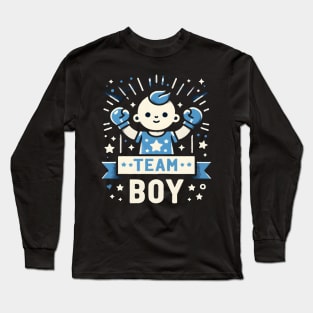 Team Boy Baby Announcement Gender Reveal Family Party Boxing Long Sleeve T-Shirt